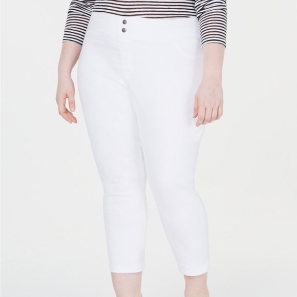 (NWT) Hue Women's White Classic Smooth Denim Capri Leggings, Sizes XS or XXXL - Picture 2 of 8